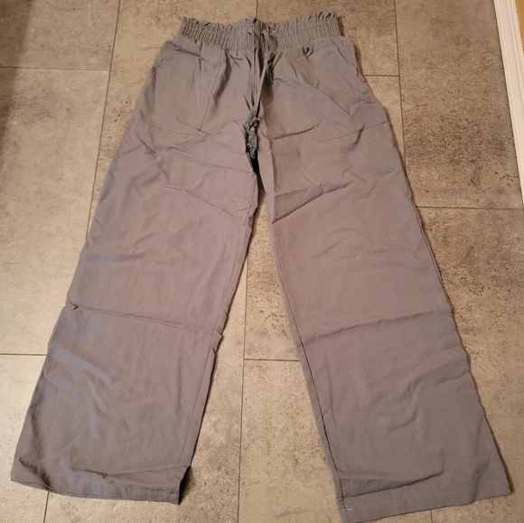 Women's Cotton Linen Pants Loose Elastic Waist Beach Trousers Size Large Gray - Picture 3 of 4